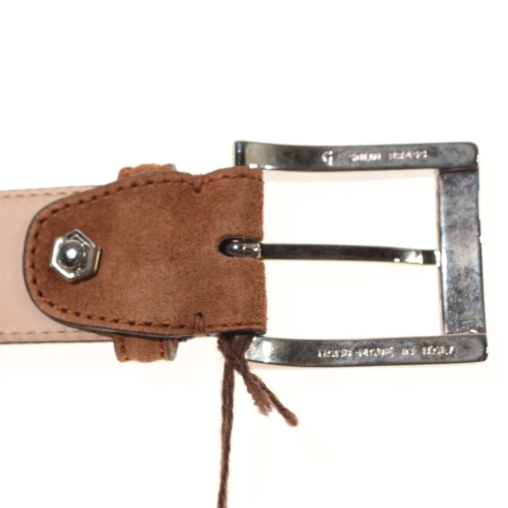 Di Bianco NWT Cut to Size Dress Belt In Solid Brown Suede Leather One Size